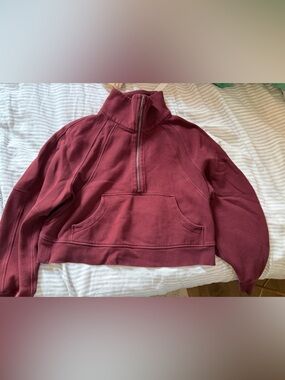 lululemon athletica Maroon Half-Zip Cropped Scuba
